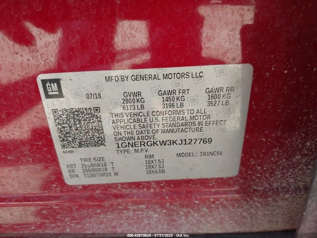 1GNERGKW3KJ127769 Chevrolet lfy - spark ignited direct injection, atss, gen 1