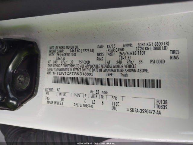 1FTEW1CF7GKD18805 Ford 2016