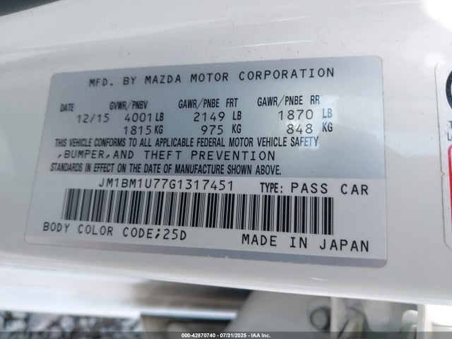 JM1BM1U77G1317451 Mazda pe
