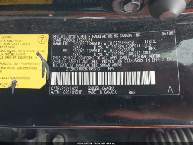 2009 LEXUS RX 350 2T2HK31U69C105513 Photo 8