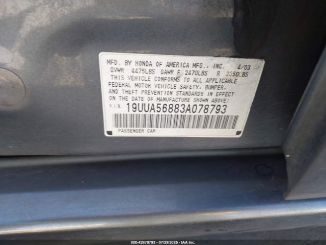 2003 ACURA TL 19UUA56883A078793 Photo 8