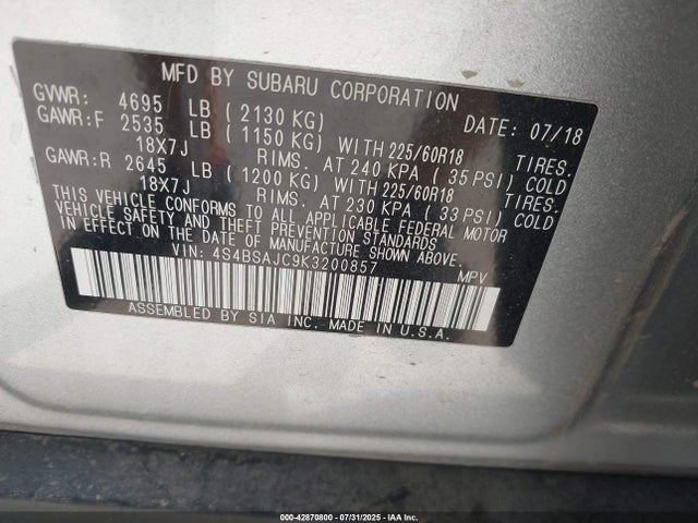 4S4BSAJC9K3200857 Subaru na u5