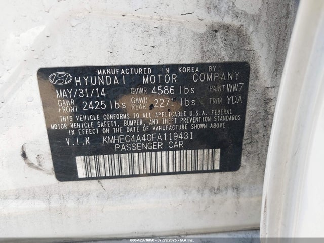 Hyundai dohc mpi theta ii 2015 KMHEC4A40FA119431 Image 9