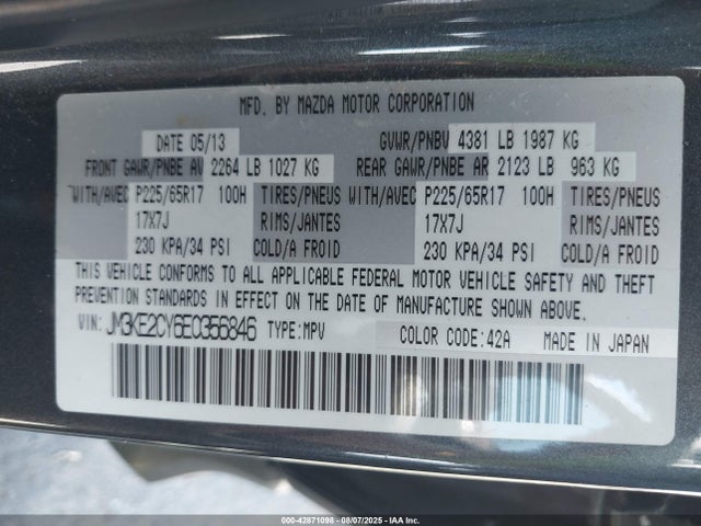 Mazda py 2014 JM3KE2CY6E0356846 Image 9