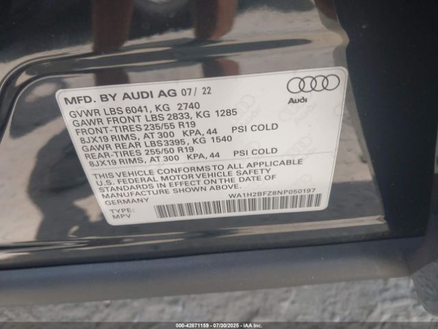 2022 AUDI Q4 E-TRON WA1H2BFZ8NP050197 Photo 8