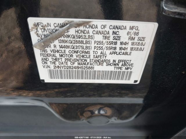 2008 ACURA MDX 2HNYD28248H525881 Photo 8