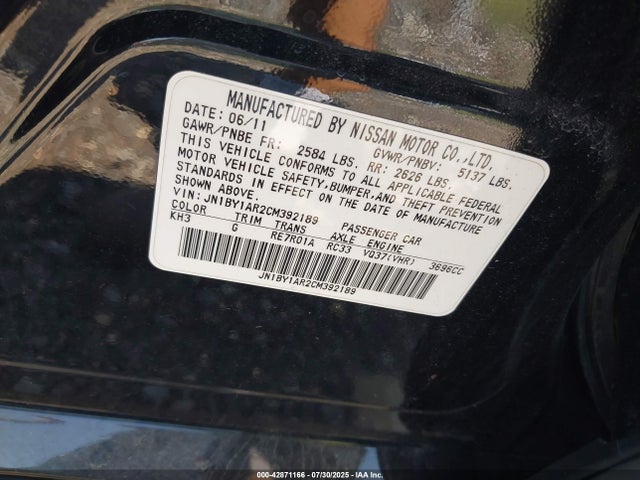 Продажа на аукционе авто 2012 Infiniti M37x, vin: JN1BY1AR2CM392189, номер лота: 42871166