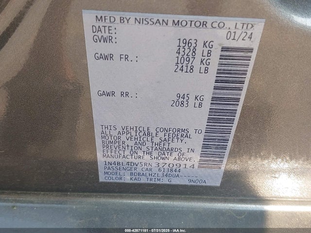 Nissan 2024 2024 1N4BL4DV5RN370914 Image 9