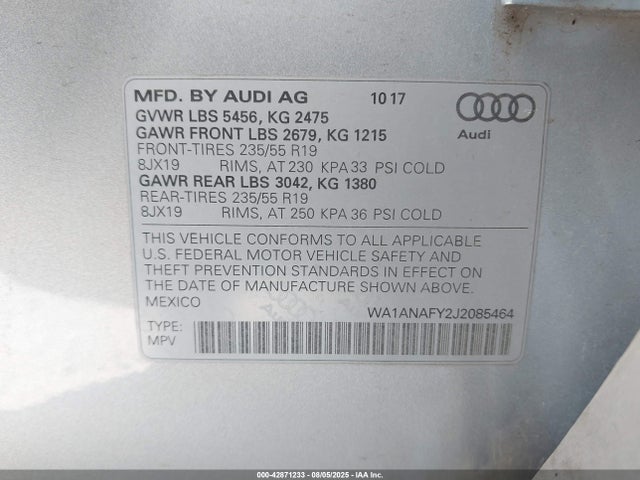 2018 AUDI Q5 WA1ANAFY2J2085464 Photo 8