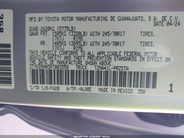Toyota t24a-fts 2024 3TYKD5HN3RT003550 Image 9