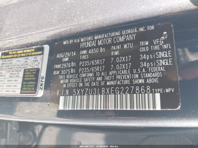 5XYZU3LBXEG227868 Hyundai gdi theta