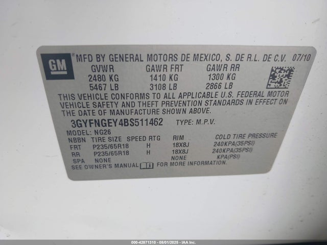 2011 CADILLAC SRX 3GYFNGEY4BS511462 Photo 8