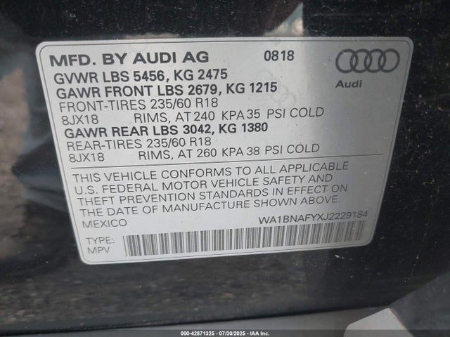 2018 AUDI Q5 WA1BNAFYXJ2229184 Photo 8