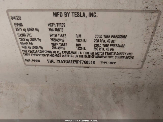 7SAYGAEE9PF768518 Tesla 2023