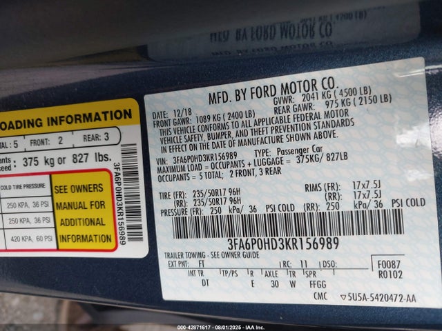 Ford 2019 2019 3FA6P0HD3KR156989 Image 9