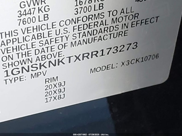 1GNSKNKTXRR173273 Chevrolet lm2