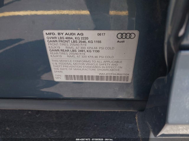 2018 AUDI Q3 WA1JCCFSXJR007504 Photo 8