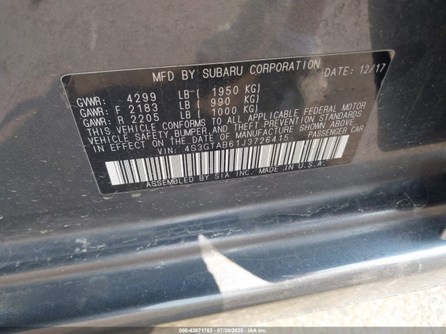 4S3GTAB61J3726415 Subaru Impreza