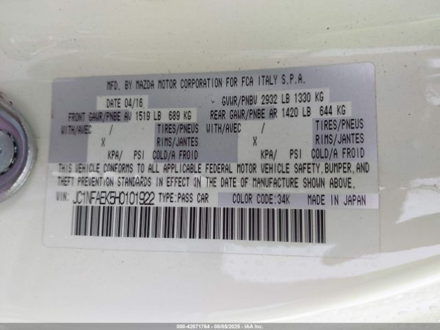 2017 FIAT 124 SPIDER JC1NFAEK5H0101922 Photo 8