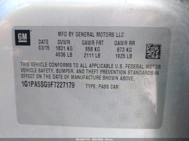 1G1PA5SG9F7227179 Chevrolet lwe
