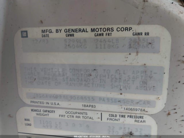 1984 CADILLAC FLEETWOOD 1G6AW6988E9068535 Photo 8