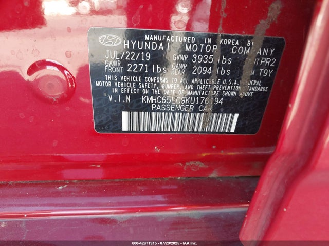 KMHC65LC9KU176194 Hyundai Ioniq