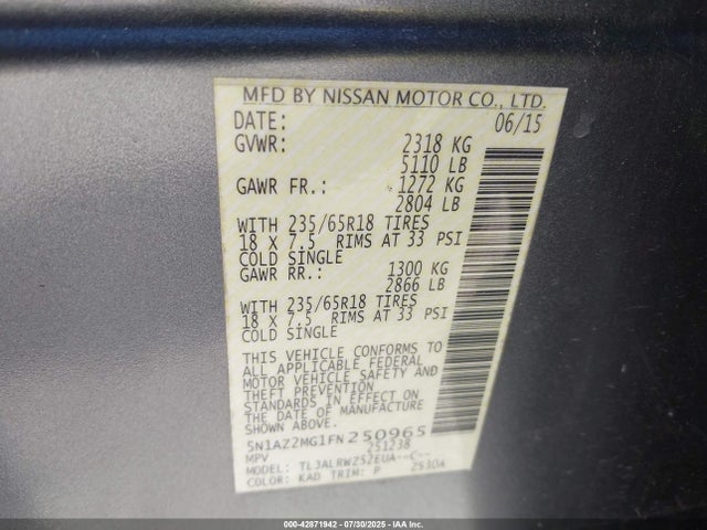 5N1AZ2MG1FN250965 Nissan 2015