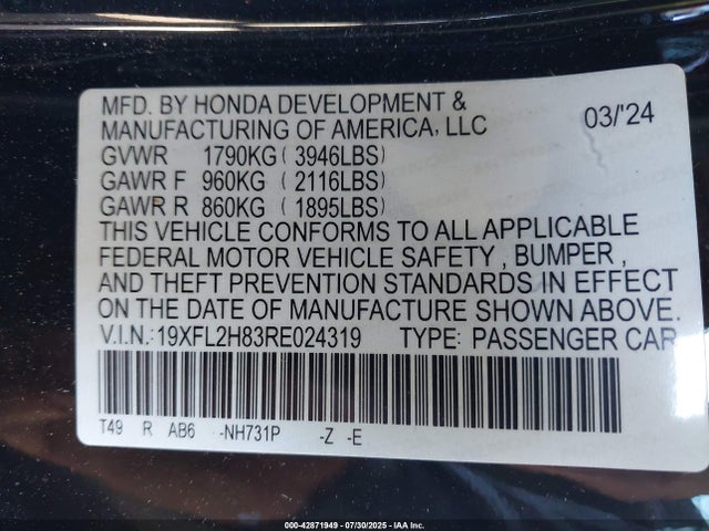 19XFL2H83RE024319 Honda k20c2