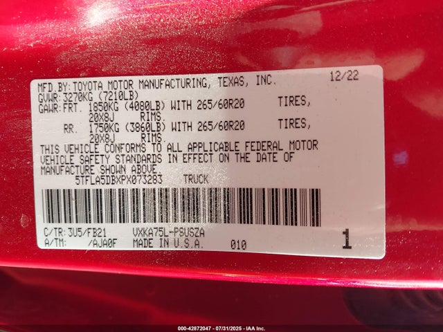 Toyota v35a-fts 2023 5TFLA5DBXPX073283 Image 9