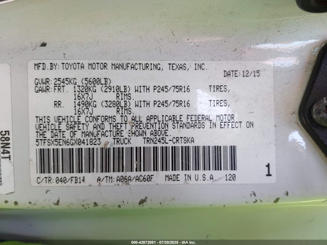 5TFSX5EN6GX041823 Toyota 2tr-fe