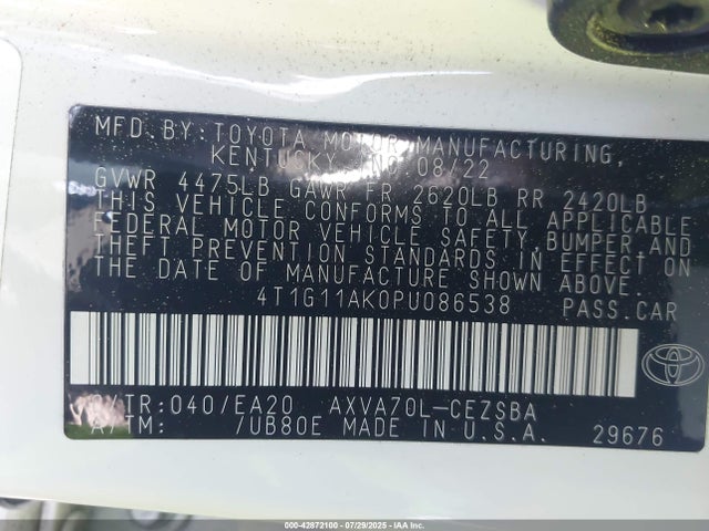 4T1G11AK0PU086538 Toyota a25a-fks