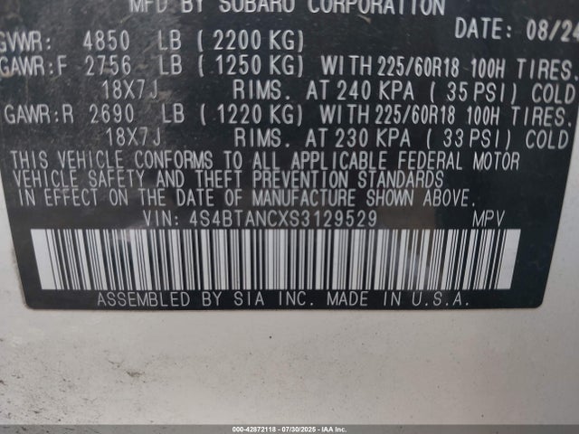 4S4BTANCXS3129529 Subaru na, u5