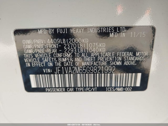 JF1VA2M65G9821992 Subaru 2.5 high power turbo