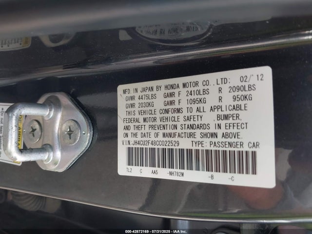 Aukcja sprzedaży 2012 Acura Tsx 2.4, vin: JH4CU2F48CC022529, numer aukcji: 42872169
