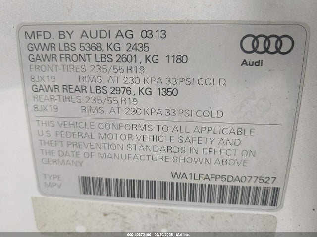 2013 AUDI Q5 WA1LFAFP5DA077527 Photo 8