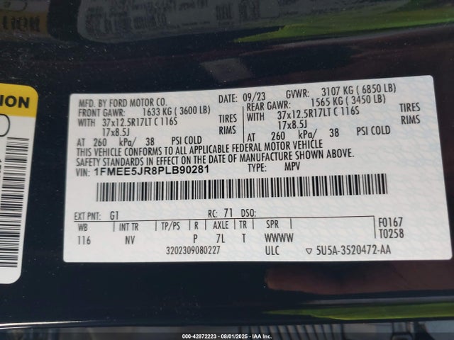 Ford ecoboost 2023 1FMEE5JR8PLB90281 Image 9