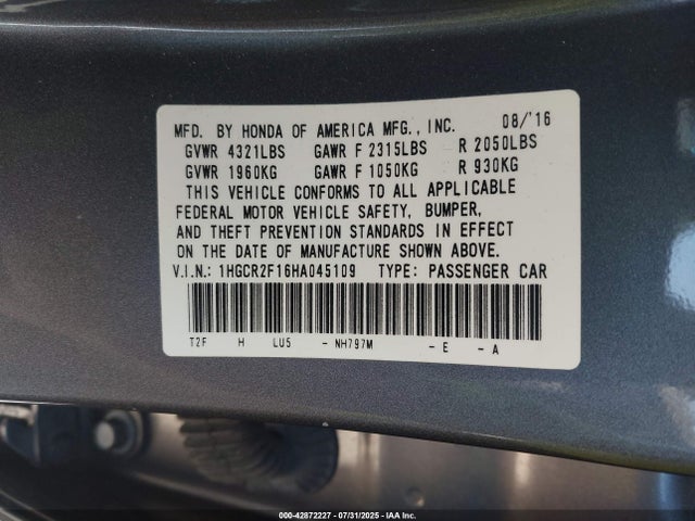 1HGCR2F16HA045109 Honda k24w1
