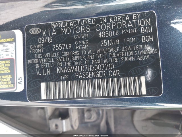 KNAGV4LD7H5007190 KIA 2017
