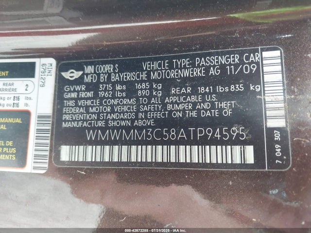 2010 MINI COOPER S CLUBMAN WMWMM3C58ATP94595 Photo 8