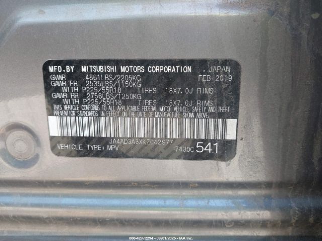 2019 MITSUBISHI OUTLANDER JA4AD3A3XKZ042977 Photo 8