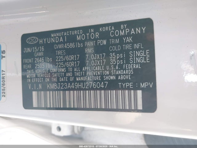 KM8J23A49HU276047 Hyundai gdi nu
