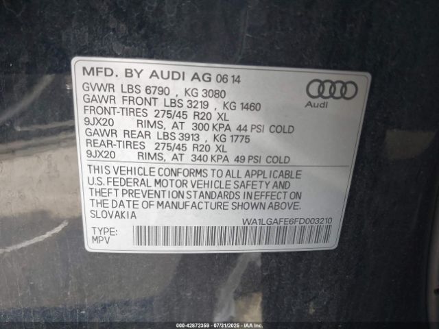 2015 AUDI Q7 WA1LGAFE6FD003210 Photo 8