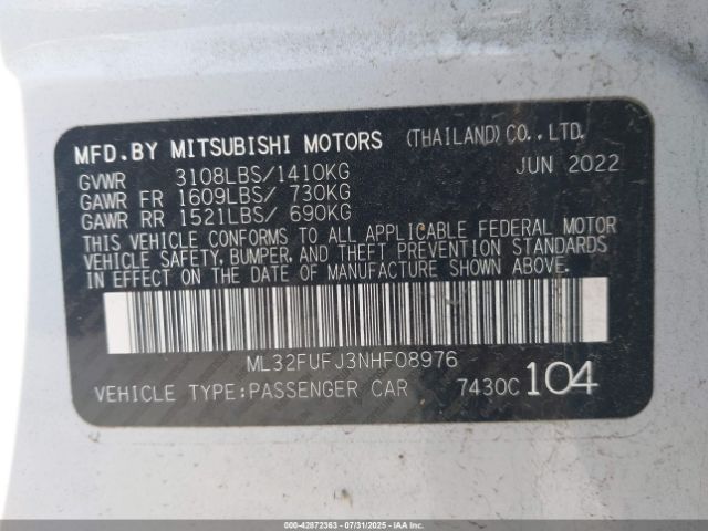 2022 MITSUBISHI MIRAGE G4 ML32FUFJ3NHF08976 Photo 8