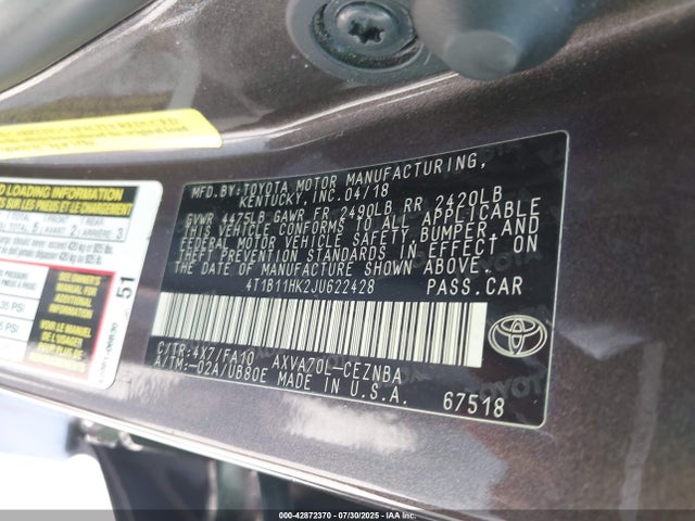 4T1B11HK2JU622428 Toyota a25a-fks
