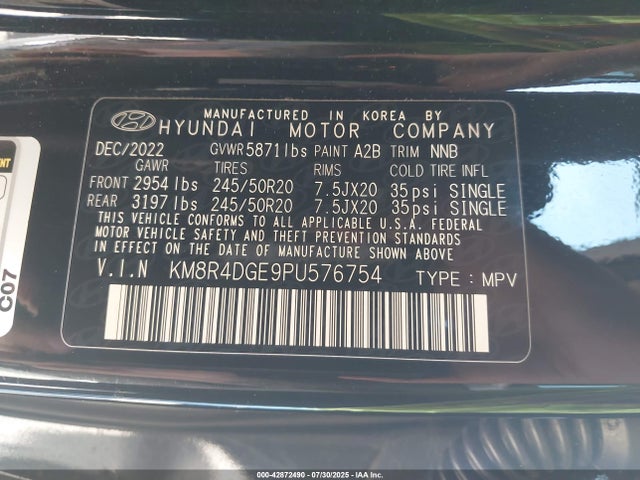 KM8R4DGE9PU576754 Hyundai gdi lambda ii