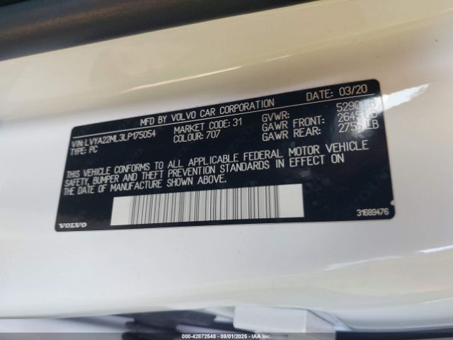 2020 VOLVO S90 LVYA22ML3LP175054 Photo 8