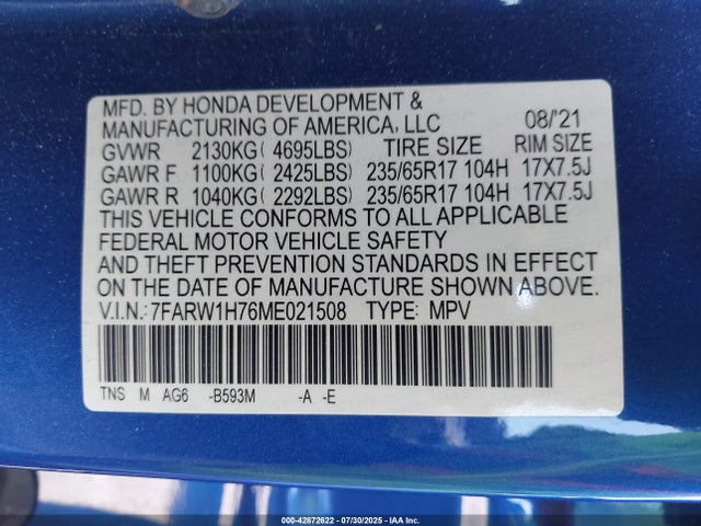 Honda l15be 2021 7FARW1H76ME021508 Image 9