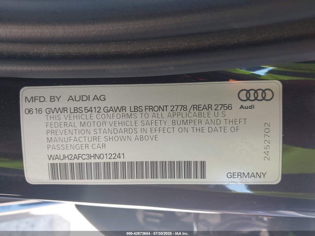 2017 AUDI A6 WAUH2AFC3HN012241 Photo 8