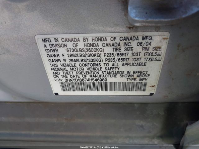 2004 ACURA MDX 2HNYD18874H546989 Photo 8