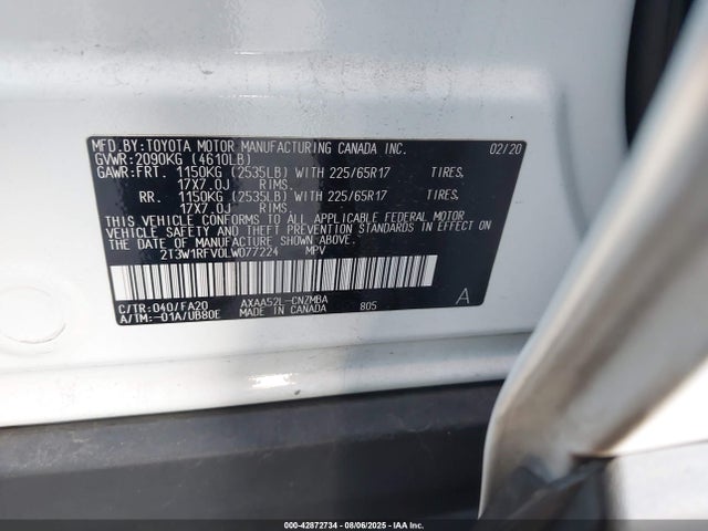 2T3W1RFV0LW077224 Toyota a25a-fks